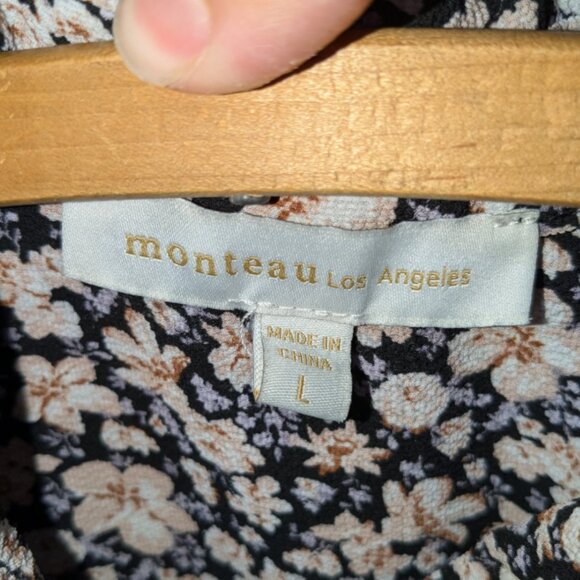 Monteau Los Angeles | Button Down Pockets Floral Sleeveless Midi Dress | Size: L - Picture 9 of 10